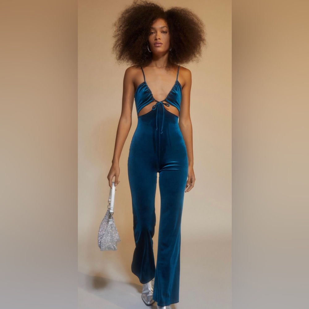 UO Tied Up Velvet Jumpsuit